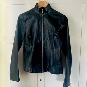 Vintage 90s Ann Taylor Moto Leather Jacket XS